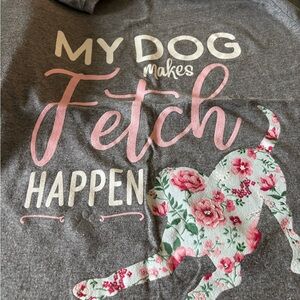 Gray and Pink Dog Graphic T-Shirt